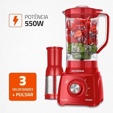 Liquidificador Mondial turbo vermelho